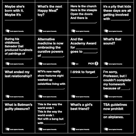 Cards Against Humanity White Card Examples at Winifred Thompson blog