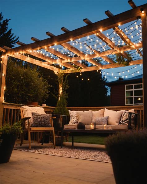 Pergola With String Lights Free Stock Photo - Public Domain Pictures