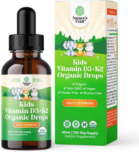 Amazon.com: Natures Craft Kids Vitamin D3 K2 Drops - Organic Vitamin D for Kids for Strong Bones ...