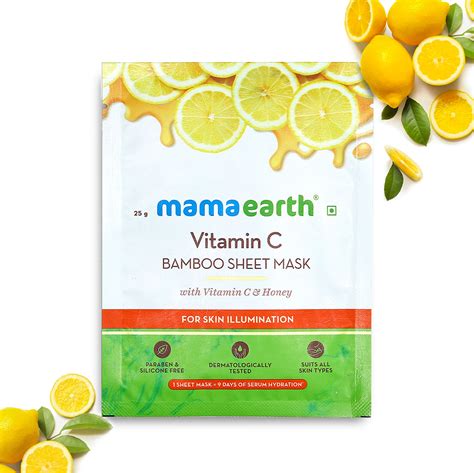 Mamaearth Vitamin C Bamboo Sheet Mask with Vitamin C and Honey for Ski ...