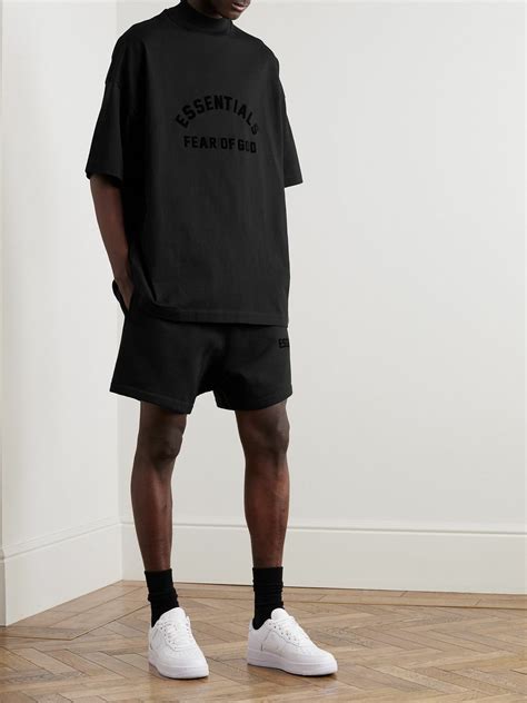 FEAR OF GOD ESSENTIALS - Logo-Appliquéd Cotton-Jersey Mock-Neck T-Shirt ...