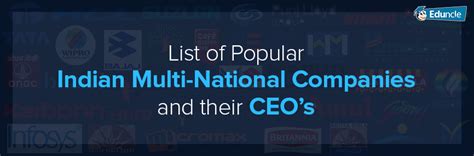 List of Popular Indian Multi-National Companies and their CEO’s