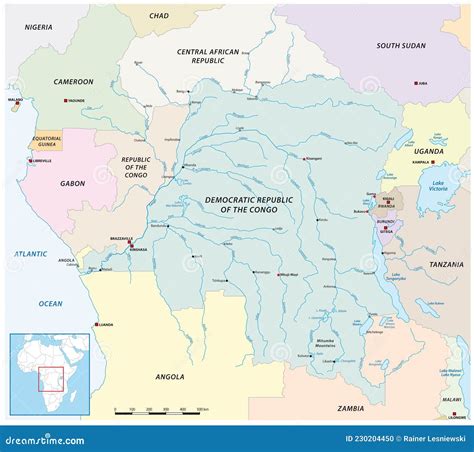 Vector Map of the Congo River Basin Stock Vector - Illustration of ...