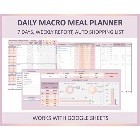 Macro Meal Planner Spreadsheet, Google Sheets Meal Planner, Macro Diet ...