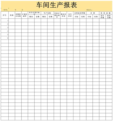车间生产日报表Excel模板_千库网(excelID：184346)