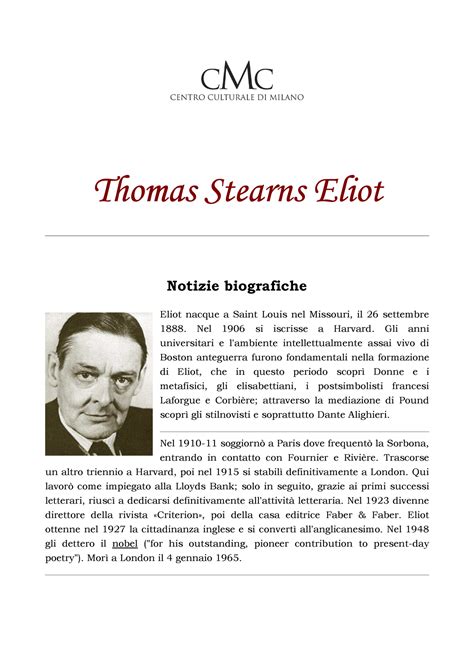Thomas Stearns Eliot 1 - - Studocu