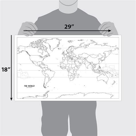 Buy Laminated Blank World Map Outline Poster - 18 x 29 - (For Use With ...