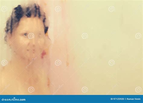 The Girl Takes a Shower in the Bathroom. Stock Photo - Image of human ...