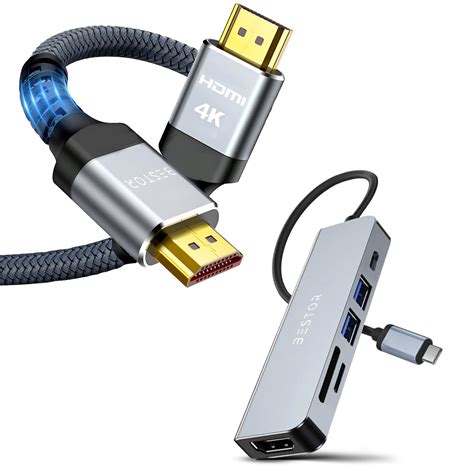 Combos of the 6 in 1 USB Hub and 4K HDMI Cable (1.5Meter) – Bestor