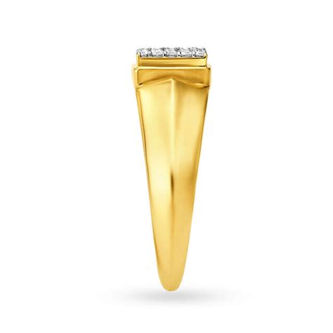 Opulent 18 Karat Gold Square Studded Ring