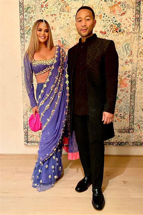 Chrissy Teigan took her Papa Don't Preach sari to Priyanka Chopra's LA ...