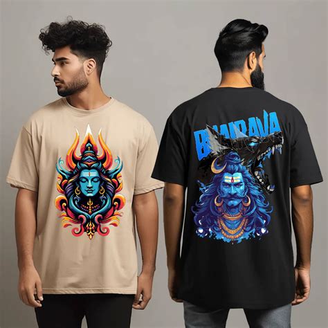 Mahadev Shiva Beige and Black Combo Oversized Tshirts – Prabhubhakti
