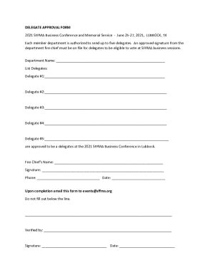 Fillable Online DELEGATE APPROVAL FORM Fax Email Print - pdfFiller