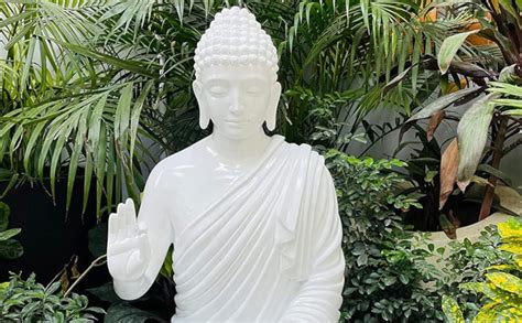 Buy SwarnHouse Decors® Full Glossy White Buddha Statue – 2 Feet ...