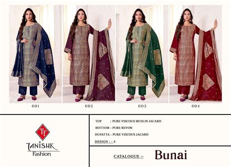 Tanishk Bunai Pure Muslin Jacquard Designer Suit Catalog Suppliers
