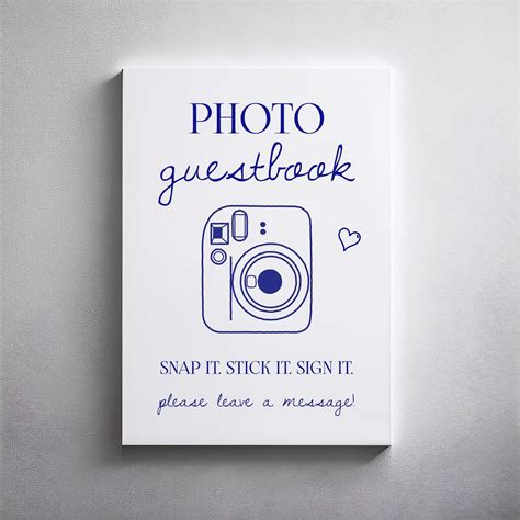 Polaroid Guest Book Sign | Printable Wedding Photo Guestbook Template ...