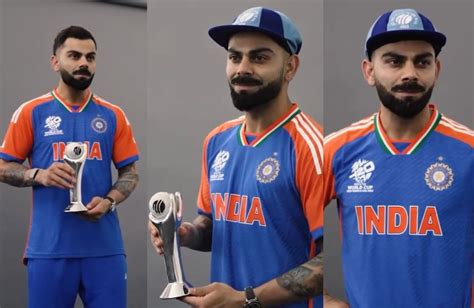 WATCH- Virat Kohli poses with the ICC ODI Player of the Year 2023 award ...