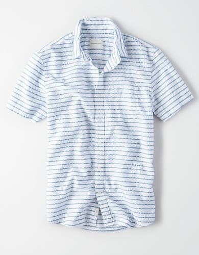 Buy American Eagle Men White Short Sleeve Oxford Button Down Shirt Online
