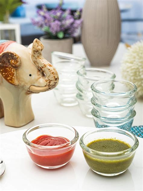 Buy Goodhomes Lucky Solid Glass Chutney Bowl Set of 12pcs (Transparent ...