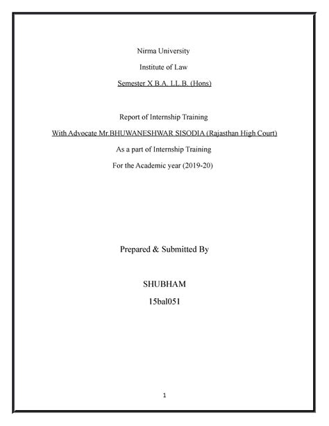 15bal051 final report - Nirma University Institute of Law Semester X B ...