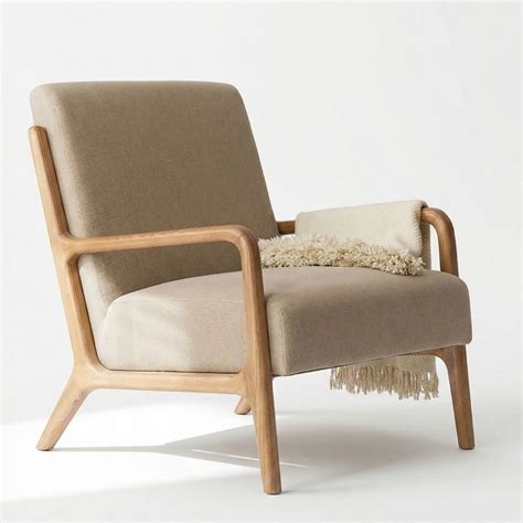 Alcove Modern Upholstered Arm Chair | Ash Wood – WoodSculp