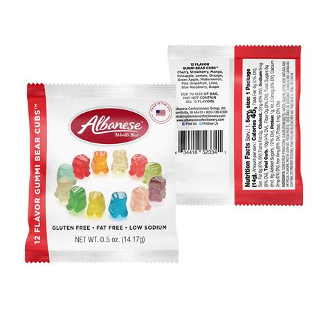 Albanese World's Best 12 Flavor Gummi Bear Cubs Mini Packs, 50 Count ...