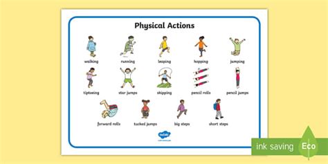 👉 PE Physical Actions Word Mat