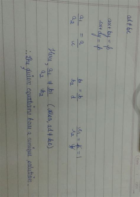 If ad≠bc, then find whether the pair of linear equations ax+by=p and cx ...
