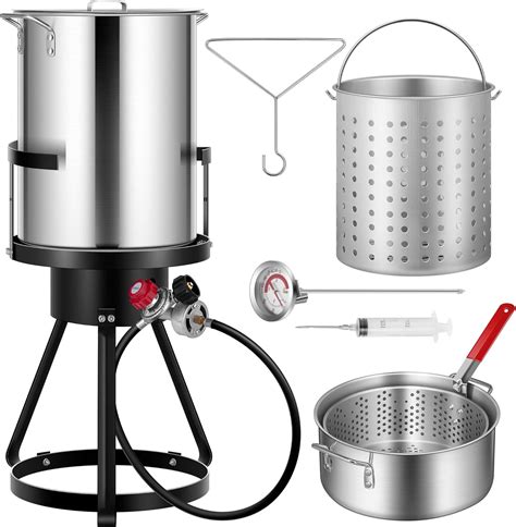 Amazon.com : VIVOHOME 30 Qt. Aluminum Turkey Deep Fryer Pot with 10 Qt ...