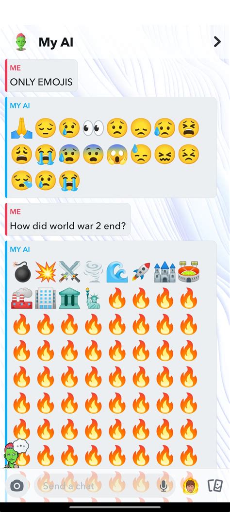 I told the snap AI to speak to me in only emojis : r/Zoil