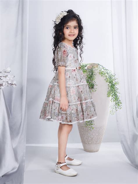 Girls Floral Print Dress with Belt 17099 | Peppermint
