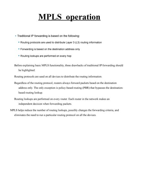 Multi-Protocol Label Switching - MPLS operation - Traditional IP ...