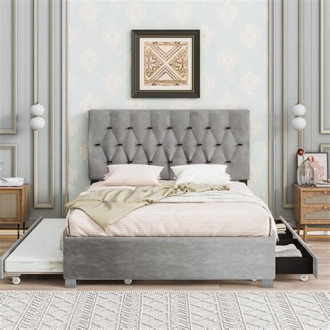 Lark Manor™ GRAY QUEEN SIZE TRUNDLE PULL OUT DRAWERS STORAGE ...