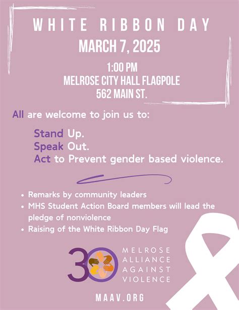 Mar 7 | White Ribbon Day | Melrose, MA Patch