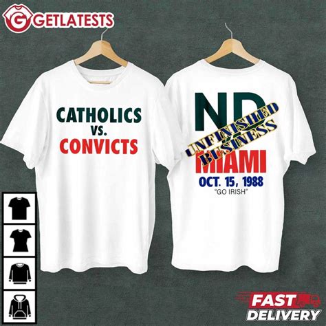 Catholics Vs Convicts Notre Dame Vs Miami Rivalry 1988 Vintage T-Shirt