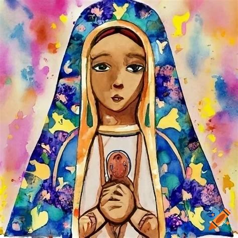 Watercolor painting of our lady of aparecida on Craiyon