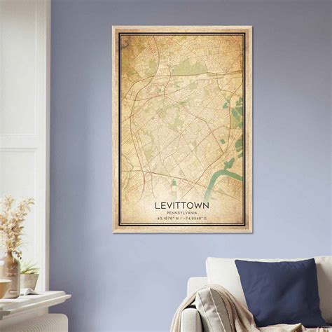 Vintage Levittown Pennsylvania Map Poster, Modern Home Decor Wall Art ...