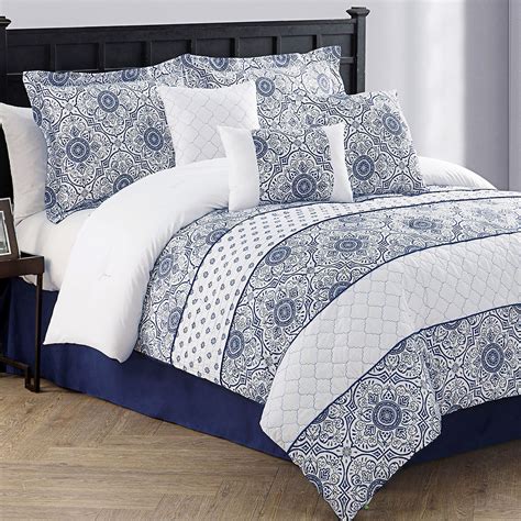 Navy Blue And White Comforter Set Queen at Elijah Octoman blog