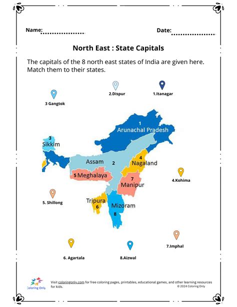 Eastern States And Capitals Worksheet Northeastern United States