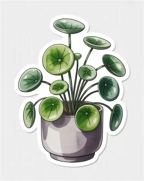 Chinese Money Plant Sticker – StickerBee