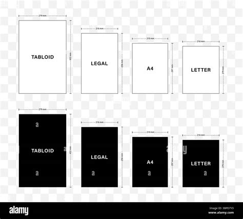 Legal Yellow Paper size. Notebook sheet formats. Tabloid, letter, A4 ...