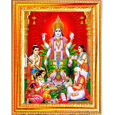 VCART Now Lord Satyanarayan Swamy Vishnu Avatar Gold Coated Photo Frame ...
