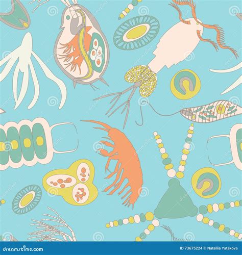 Plankton seamless pattern stock vector. Illustration of aquarium - 73675224