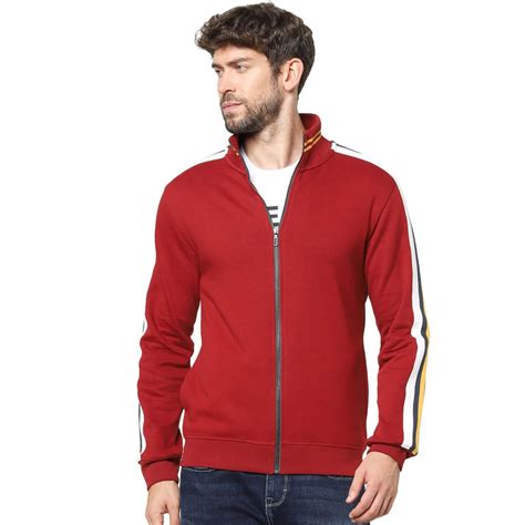 Buy Red Cotton Striped Sweatshirt For Men Online | Celio
