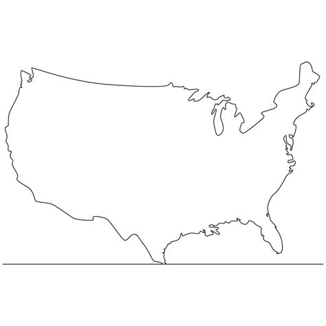Continuous line drawing of map United States of America vector line art ...
