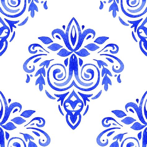 Premium Photo | Watercolor blue floral design. seamless pattern, tiling ...