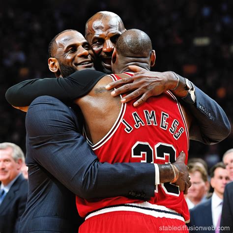 Michael Jordan and LeBron James Hugging | Stable Diffusion Online