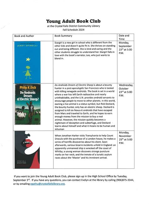 Book Clubs | Crystal Falls Library