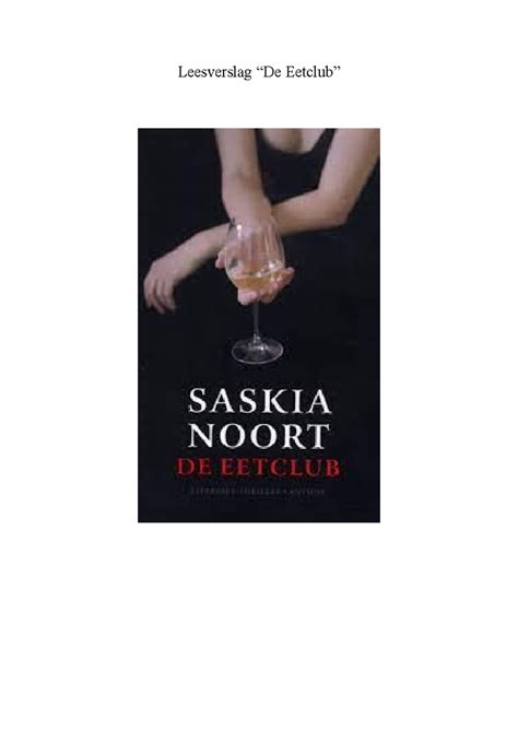 Leesverslag "De Eetclub" van Saskia Noort: Analyse en Samenvatting ...