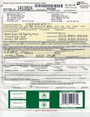 Fillable Online FEDERAL DRUG TESTING CUSTODY AND CONTROL FORM fiiiJ I ...